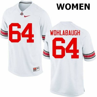 NCAA Ohio State Buckeyes Women's #64 Jack Wohlabaugh White Nike Football College Jersey MBI7045MW